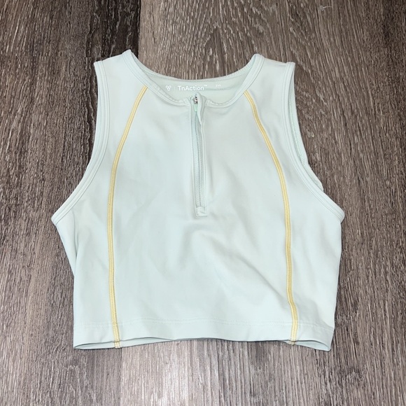 Aritzia TNAction Front Zip Cropped Workout Tank Top 2XS Mint Green - Picture 1 of 7